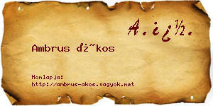 Ambrus Ákos névjegykártya
